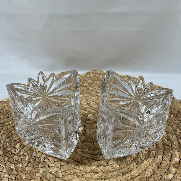 Mikasa Other - Vintage Mikasa Crystal Fire Blossom Triangle Votive Candle 2 Holders Triangular